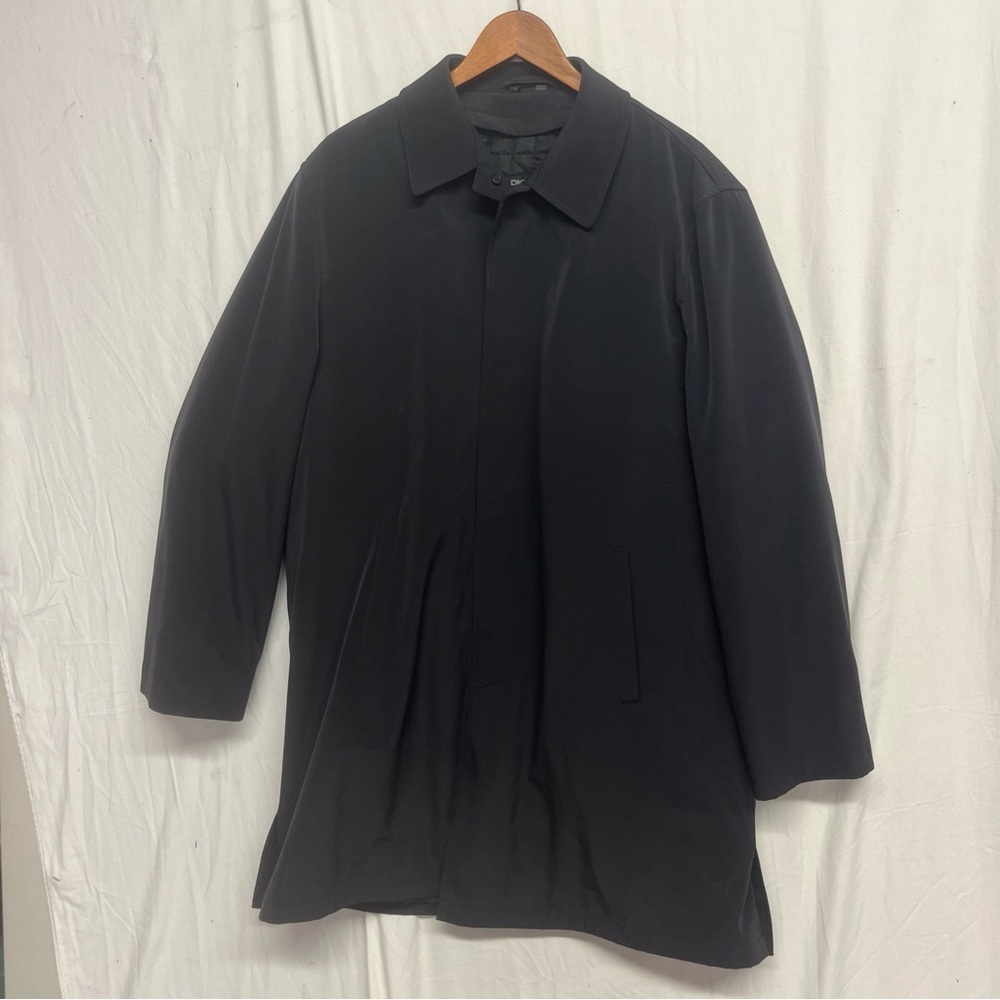 DKNY Men's Classic Black Trench Coat Size Medium